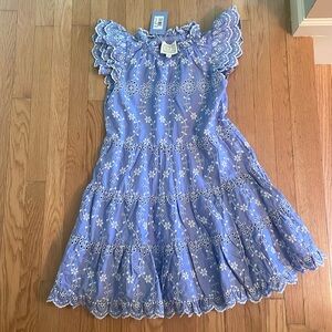 Blue and White Eyelet Summer Dress